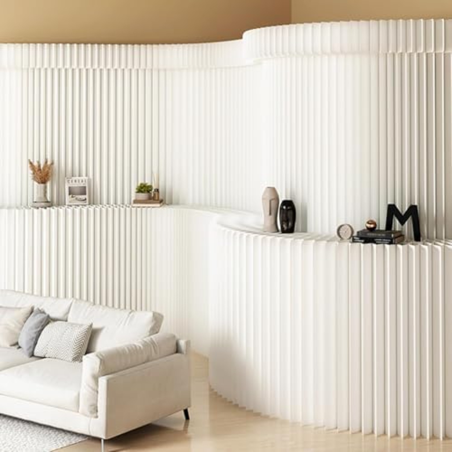 Partition Screen Divider - Pembatas Ruangan Kertas dengan Rak, Pembatas